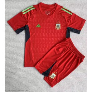 Argentina Målmand Udebanetrøje Børn VM 2022 Kortærmet (+ Korte bukser)